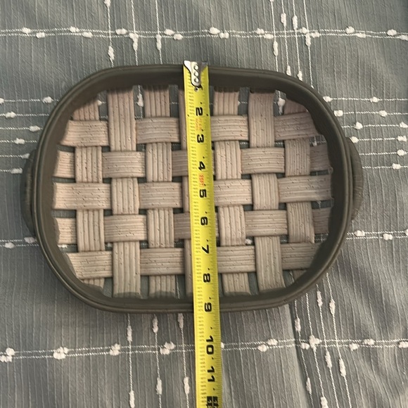 Restoration Hardware Ceramic Woven Basket With Handles RH Stamp Cream blue gray - Picture 10 of 11